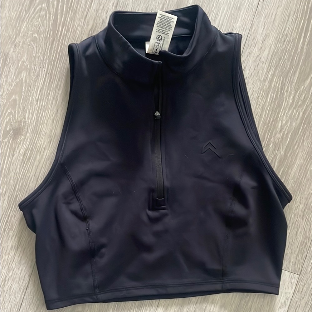 Oner Active Black Sleeveless crop Zip Top